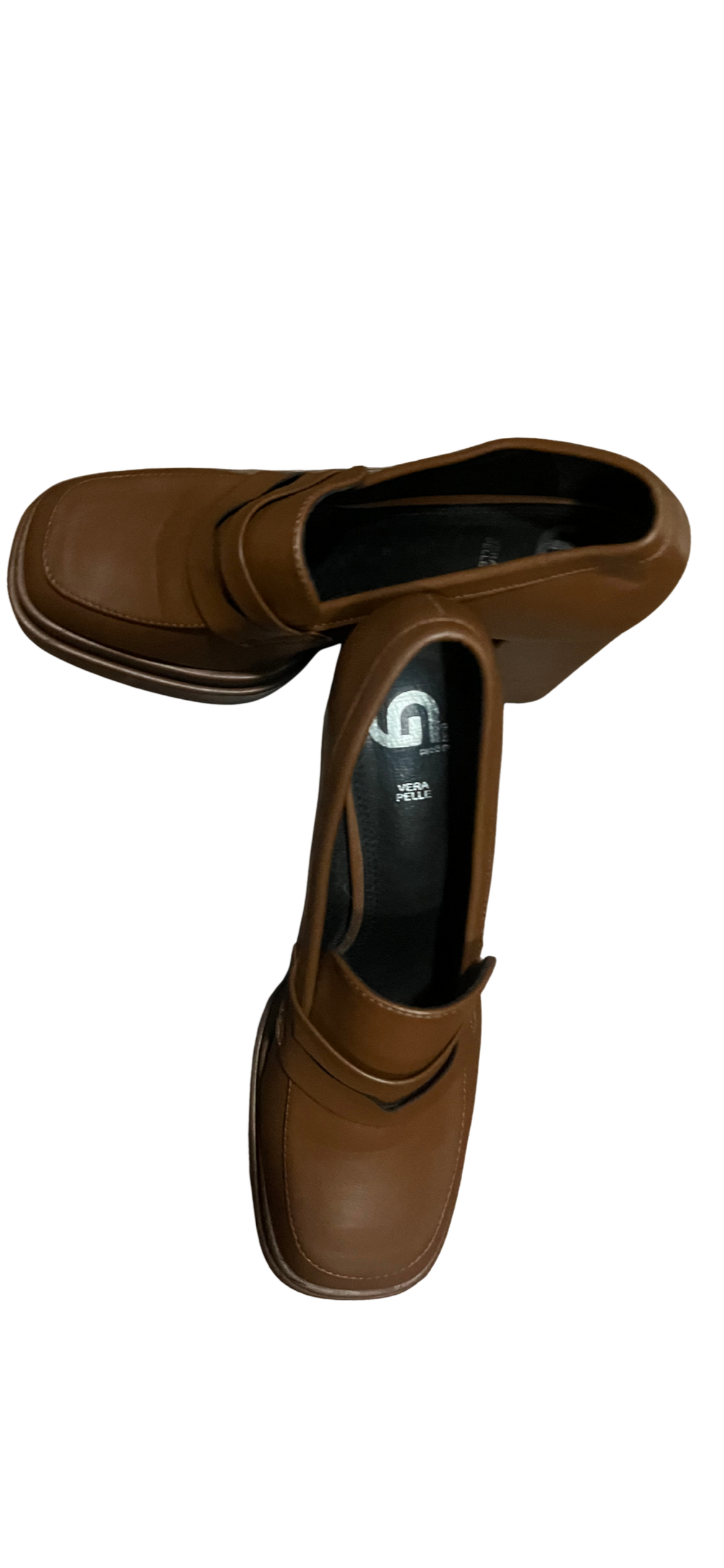 Mocasines italianos de tacón alto – Color chocolate – Talla 39